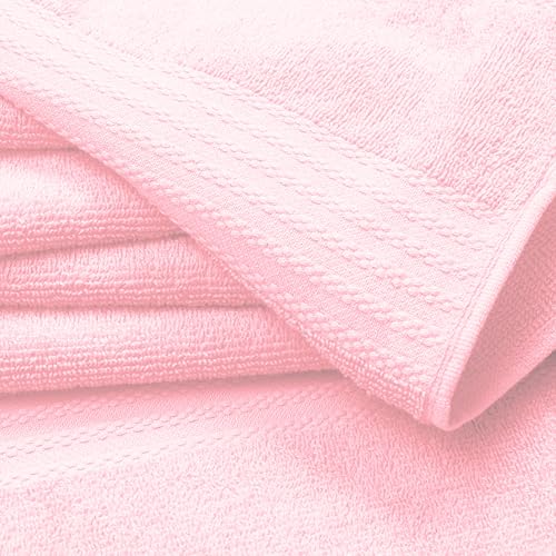 GLAMBURG Ultra Soft 8-Piece Towel Set - 100% Pure Ringspun Cotton, Contains 2 Oversized Bath Towels 27x54, 2 Hand Towels 16x28, 4 Wash Cloths 13x13 - Ideal for Everyday use, Hotel & Spa - Pink - color: Pink, size: 8 Piece Towel Set