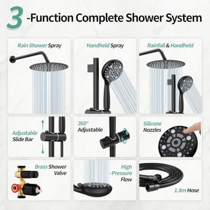 SR SUN RISE Shower Faucet Set - 10 Inch Rain Shower Head with Handheld Spray & Adjustable Slide Bar - Bathroom Shower System Wall Mounted (Valve and Trim Kit Included) - Oil Rubbed Bronze - color: Oil Rubbed Bronze
