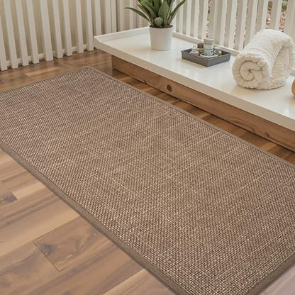 Large Bathroom Rugs Runner Quick Dry Non Slip Bath Mat | Machine Washable Bathroom Rugs, 17"x 47", Camel, Thin Bath Mat Fit Under Door - color: Dark Beige, size: Runner(17"x47")