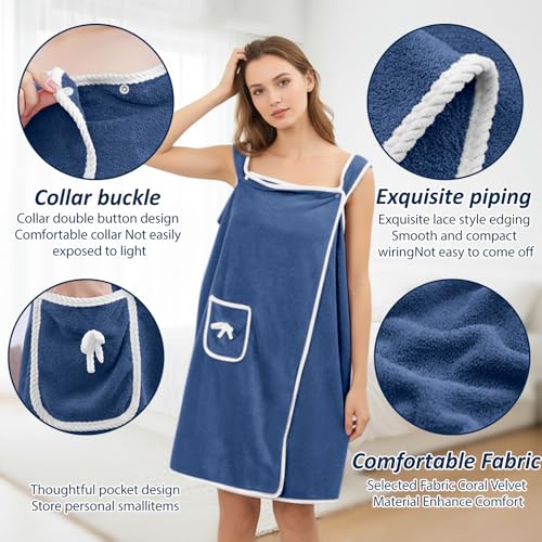 Unisex Bath Towel, Wearable After Bath Towel Set, Wearable Quick Dry Shower Gym Towel(53" x 31", Blue Gray) - color: Blue Gray, size: S(135X80CM)