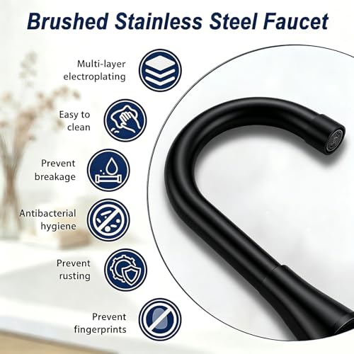 Matte Black Bathroom Faucet 3 Hole, VAPSINT 4 Inch Black Bathroom Sink Faucet, 2 Handle Stainless Steel Centerset Faucet for Vanity Lavatory RV with Pop-up Drain and Supply Hoses - color: Matte Black
