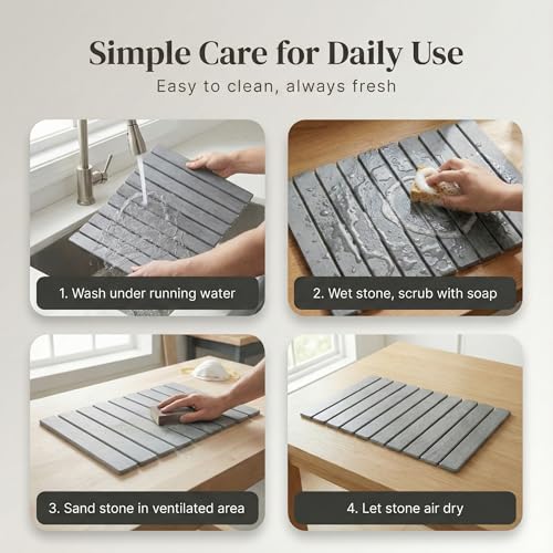 Extra Large Stone Bath Mat Made From Diatomaceous Earth, Fast Drying Non Slip Bathroom Rug for Shower, Modern Absorbent Mat with Quick Dry Surface for Bathroom Accessories