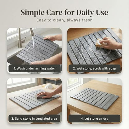 Extra Large Stone Bath Mat Made From Diatomaceous Earth, Fast Drying Non Slip Bathroom Rug for Shower, Modern Absorbent Mat with Quick Dry Surface for Bathroom Accessories