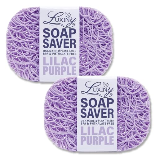 Soap Savers for bar soap, American Made by Luxiny, Lifts Soap in Soap Dishes & Shower Soap Holders -Handmade Soap Lasts Longer -Made from Plant Based Material (Lavender Lilac Purple) - color: Lilac - 2 Pack