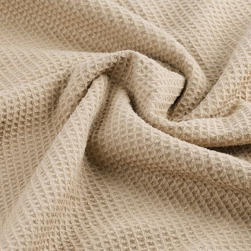 POLYTE 380 GSM Poly Blend Microfiber Quick Dry Waffle Bath Towel, 30x60 in | 2 Pack, Oversize, Lint Free, Body Towel - color: Beige