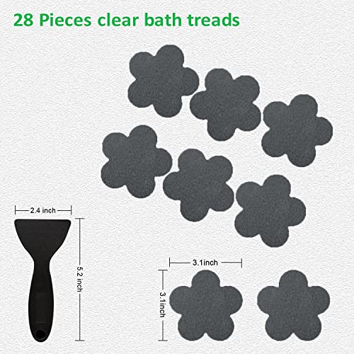 Non Slip Bathtub Stickers 28 PCS Adhesive Anti Slip Shower Stickers for Bath Tub Bathroom Stairs Flower-Stickers, Grey - color: Grey