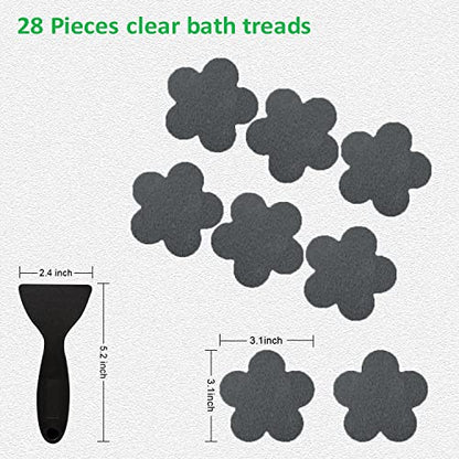 Non Slip Bathtub Stickers 28 PCS Adhesive Anti Slip Shower Stickers for Bath Tub Bathroom Stairs Flower-Stickers, Grey - color: Grey