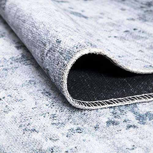Bloom Rugs Washable Non-Slip 2x3 Rug - Blue/Gray Modern Abstract Area Rug for Living Room, Bedroom, Dining Room, and Kitchen - Exact Size: 2' x 3' - color: Blue / Gray, size: 2' x 3' (Rectangular)