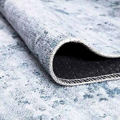 Bloom Rugs Washable Non-Slip 2x3 Rug - Blue/Gray Modern Abstract Area Rug for Living Room, Bedroom, Dining Room, and Kitchen - Exact Size: 2' x 3' - color: Blue / Gray, size: 2' x 3' (Rectangular)