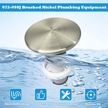 972-098J Brushed Nickel Plumbing-Equipment for Sink Drain Sink Stopper | Part Push and Seal Drain Assembly 35338-06XX Bathroom Drain Sink Plug 2PCS