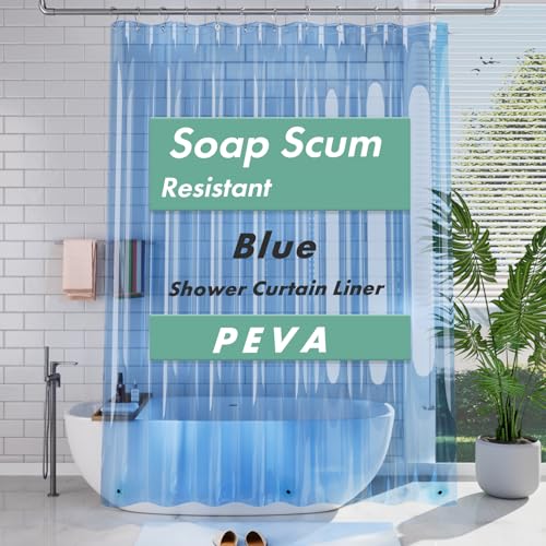 AmazerBath Extra Long Shower Curtain Liner, Clear Blue Shower Liner 84 Inches Long, 72x84 Plastic Shower Curtain Liners, Cute Tall Shower Liner, PEVA Bathroom Shower Curtain Liners & 3 Magnets - color: Clear Atlantic, size: 72"W x 84"L (Pack of 1)