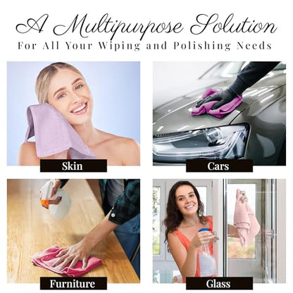 EcoSol Designs - Microfiber Towels, Cleaning & Drying Must-Have, Soft, Thick Dry/Wipe for Personal/Home/Office/Car Use, 4 12x12 Towels with Hanging Loops in Dark and Light Pink, Purple & Lavender - color: Pink Dark, Pink Light, Purple, Lavender