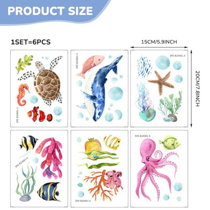 PRATIQUE Non Slip Bathtub Stickers, 6 Pages Sea Organism Adhesive Kids Anti Slip Decal Threads for Shower Floor and Bath Tub Decals(Ocean) - color: Ocean