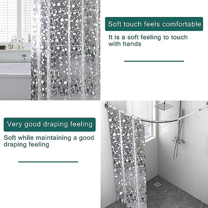 EVA Clear Shower Curtain Liner, 3D Water Cube 5G Shower Liners with 12 Rustproof Metal Grommets and Weighted Magnets, Waterproof Duty for Bathroom 72 x 72 - color: Clear Stone