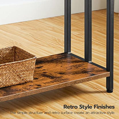 HOOBRO Free Standing Towel Rack, 3 Tier Blanket Rack, Blanket Holder for Bathroom, 23.6" L x 11" W x 31.9" H, Industrial Metal Drying and Display Rack with Shelf, Rustic Brown and Black BF06LB01 - color: Rustic Brown + Black, size: 23.6" L x 11" W x 31.9"