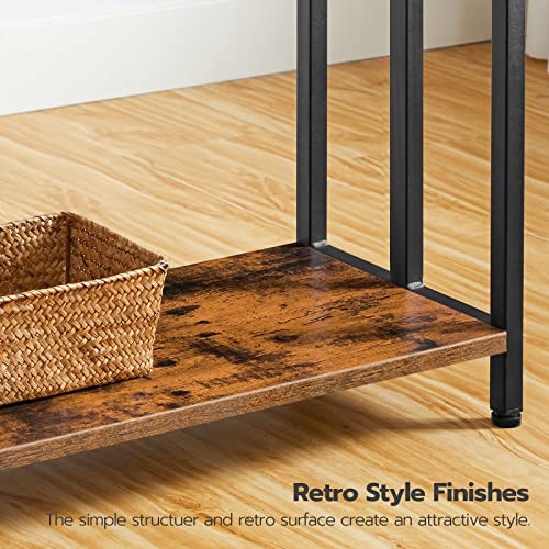 HOOBRO Free Standing Towel Rack, 3 Tier Blanket Rack, Blanket Holder for Bathroom, 23.6" L x 11" W x 31.9" H, Industrial Metal Drying and Display Rack with Shelf, Rustic Brown and Black BF06LB01 - color: Rustic Brown + Black, size: 23.6" L x 11" W x 31.9"