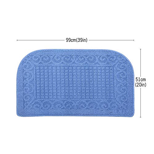 COSYHOMER 39x20 Half Round Kitchen Rug,Non Slip Washable Mat,Blue 1PC | Polypropylene tufted textile,small half circle rug,kitchen sink mat,Kitchen floor mat - color: Blue, size: 1'8" x 3'3" (Semicircular)