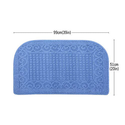 COSYHOMER 39x20 Half Round Kitchen Rug,Non Slip Washable Mat,Blue 1PC | Polypropylene tufted textile,small half circle rug,kitchen sink mat,Kitchen floor mat - color: Blue, size: 1'8" x 3'3" (Semicircular)