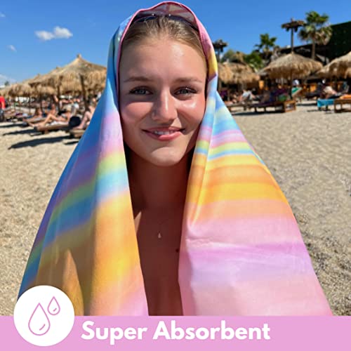 Microfiber Beach Towel - Quick Dry, Sand Free and Oversized 71x35 | Super absorbent, lightweight, swimming, gym, extra large, pool, cruise, camping, yoga, travel, compact, carry bag, vacation - color: Maldives