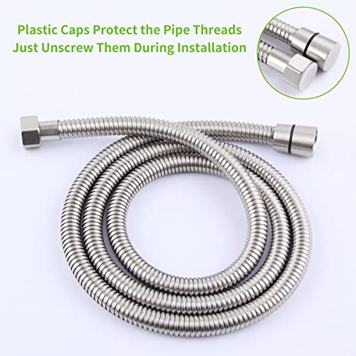 Angle Simple Brushed Nickel Flexible Shower Hose 59 Inches, 1/2" IPS | Stainless Steel Replacement Handheld Shower Head Hose, No Tangles - color: Brushed Steel, size: 59 Inch
