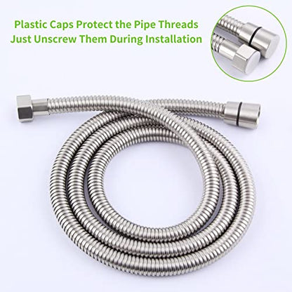 Angle Simple Brushed Nickel Flexible Shower Hose 59 Inches, 1/2" IPS | Stainless Steel Replacement Handheld Shower Head Hose, No Tangles - color: Brushed Steel, size: 59 Inch
