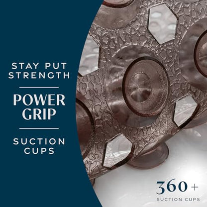 SlipX Solutions 39"x16" Power Grip Non Slip Bathtub Shower Mat, Bronze | Stronger Wet Surface Protection, Soft Under Foot, 265+ Suction Cups, Large Drainage Holes - color: Clear Bronze