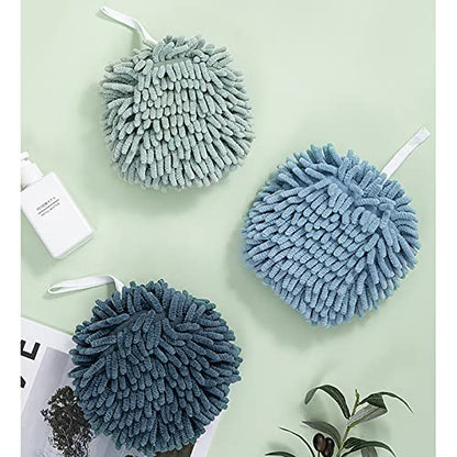 4 Pack Chenille Hand Towels Bathroom Quick Dry Hand Bath Towel with Hanging Loops Microfiber Absorbent Hand Drying Puff for Kitchen Bathroom - color: Blue