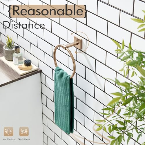 KOKOSIRI Hand Towel Holder Wall Mounted Towel Ring Bathroom Accessories Shower Towel Hanger Rack Stainless Steel Champagne Bronze, B3010CPG - color: Champagne Bronze