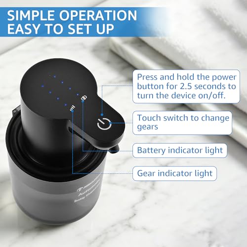 Automatic Soap Dispenser for Kitchen Sink - Wall-Mount & Countertop Black | Wall Mount Countertop, 4-Level Adjustable, Compact Transport Body, IPX5 - color: Black.l
