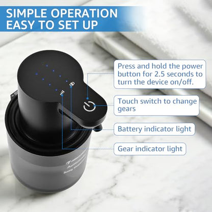 Automatic Soap Dispenser for Kitchen Sink - Wall-Mount & Countertop Black | Wall Mount Countertop, 4-Level Adjustable, Compact Transport Body, IPX5 - color: Black.l