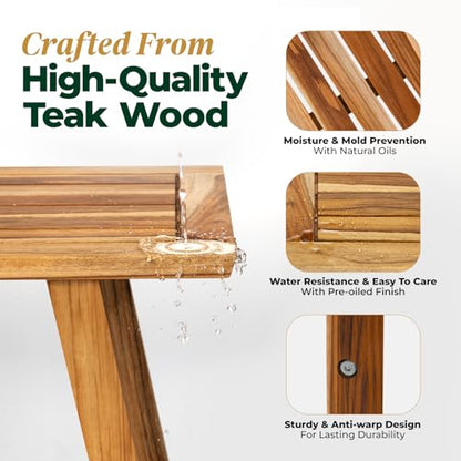 Bme Premium Teak 2-Tier Shower Bench, Space-Saving Multifunctional Wooden Shower Shelf, Easy Install with Anti-Rust Hardware & Adjustable Leveler - style: Teak Shower Bench