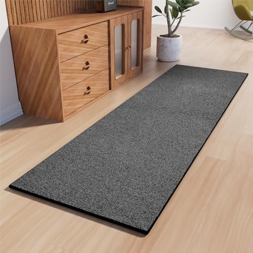 AREDO Runner Rug with Non Slip Rubber Backing, Washable Soft Floor Carpet for Kitchen, Hallway, Entryway Indoor, Bedroom, Laundry, Low Pile Area Rugs, Solid color with Pointillism style, 2'6“*6' BLACK - color: Black, size: 2'6“ * 6'