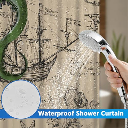 Nautical Theme Shower Curtains for Bathroom, No Hook Giant Octopus Shower Curtain with Mesh Top Window and Snap in Liner, 71x74 Inch Double-layer Waterproof Fabric Shower Curtain with Weighted Bottom - color: Octopus