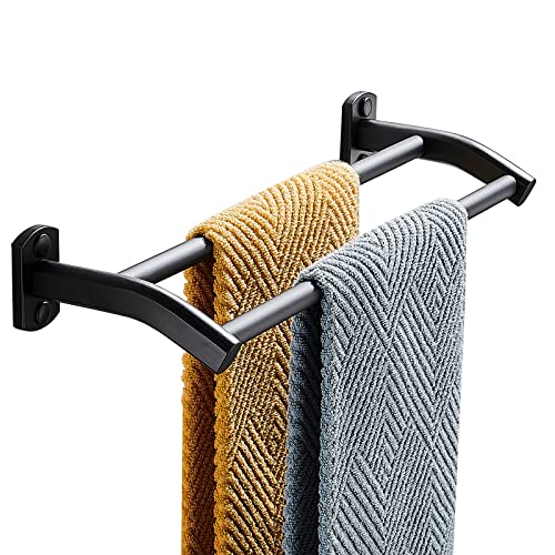 Black Double Towel Bar, Hand Towel Rack for Bathroom Wall Mounted Towel Hanger, Matte Black Bath Towel Rod,16 Inch - size: 16 Inch Double Bar