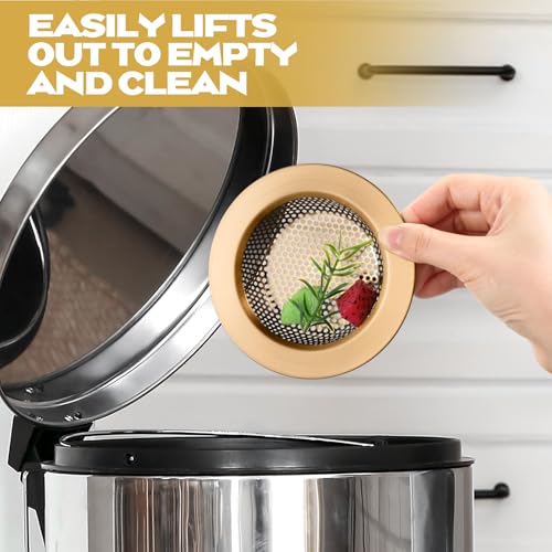 2 Pcs Sink Strainer Stainless Steel Kitchen Sink Drain Strainer Basket Cover Mesh Hair Food Catcher, Large Wide Rim of 4.4 Diameter (Champagne Bronze) - color: Champagne Bronze
