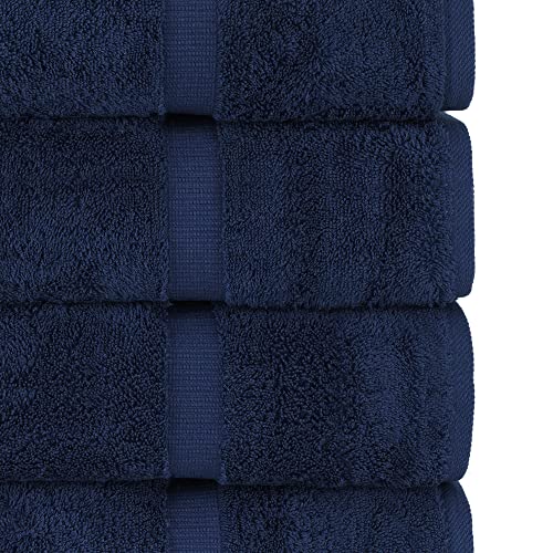 Chakir Turkish Linens 4 Piece Bath Towel Set, 100% Cotton Luxury Turkish Towels for Bathroom, Soft Absorbent Bath Towels, 27 x 54 Inches, Navy - color: Navy