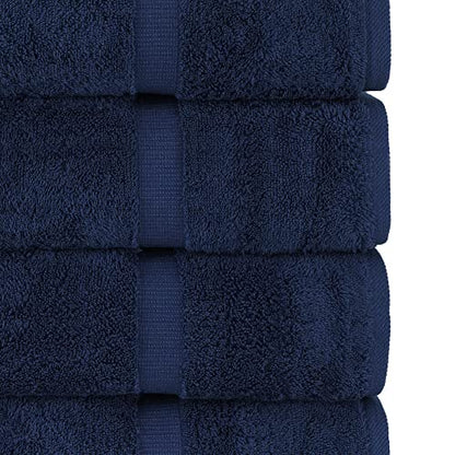 Chakir Turkish Linens 4 Piece Bath Towel Set, 100% Cotton Luxury Turkish Towels for Bathroom, Soft Absorbent Bath Towels, 27 x 54 Inches, Navy - color: Navy