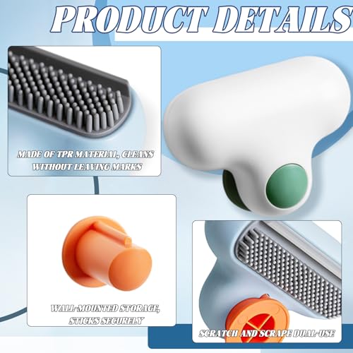 Mini Squeegee for Mirror and Car Windows, 2 in 1 Window Scrubber, Sponge Wipe, Silicone Small Squeegee, for Bathroom Mirror Makeup Mirror