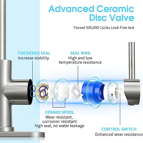 CREA Bar Sink Faucet, Bathroom Kitchen Faucet Brushed Nickel Pre Wet Small Mini Kitchen Bath Utility Marine Faucet Single Hole Stainless Steel Farmhouse Vanity Lavatory Faucets Outdoor - color: Brushed Nickel