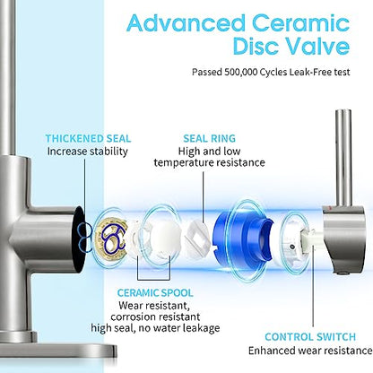CREA Bar Sink Faucet, Bathroom Kitchen Faucet Brushed Nickel Pre Wet Small Mini Kitchen Bath Utility Marine Faucet Single Hole Stainless Steel Farmhouse Vanity Lavatory Faucets Outdoor - color: Brushed Nickel