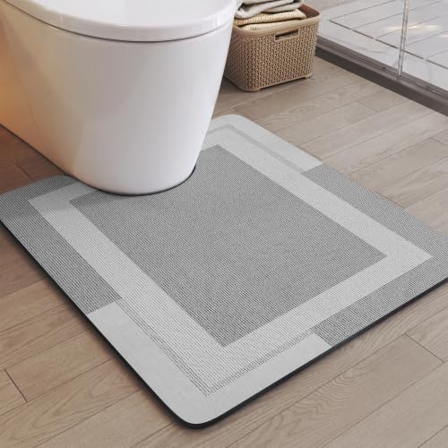 Toilet Rugs U Shaped Non Slip Bath Mat Toilet Mats for Bathroom | Non Slip Quick Dry Absorbent Ultra Thin Toilet Mats for Bathroom, Machine Washable Easy to Clean, Gray U Shape 20"x 24" - color: A- Light Gray, size: 20" x 24“ (U-shape)
