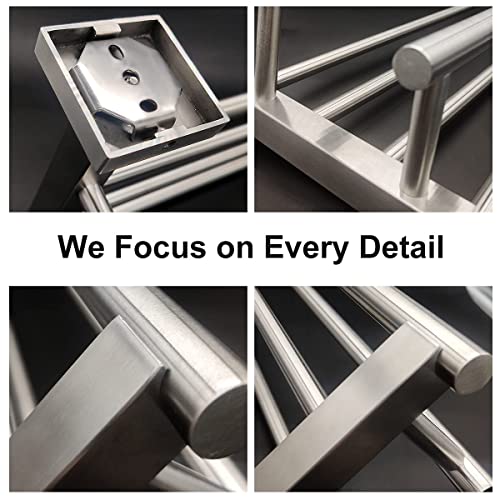 Bathroom Towel Rack 24 Inch Tower Holder with Double Towel Bar Brushed Nickel Towel Rack Wall Mounted SUS304 Stainless Steel Hotel Towel Shelf Modern Towel Hanger - color: Brushed Nickel, size: 24 Inch/ 60cm