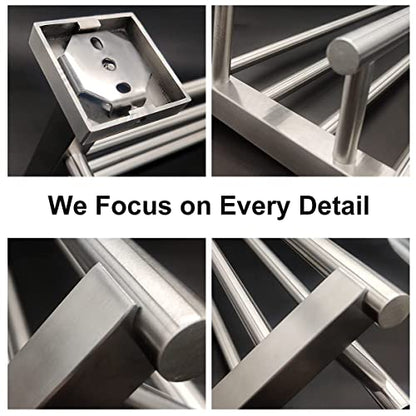 Bathroom Towel Rack 24 Inch Tower Holder with Double Towel Bar Brushed Nickel Towel Rack Wall Mounted SUS304 Stainless Steel Hotel Towel Shelf Modern Towel Hanger - color: Brushed Nickel, size: 24 Inch/ 60cm