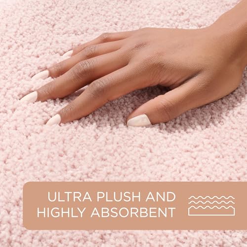 TOWN & COUNTRY EVERYDAY Ultra Plush Solid Tufted Toilet Lid Cover, Soft and Absorbent, Non-Slip Cover, Machine Washable, Blush, 18"x19" - color: Blush