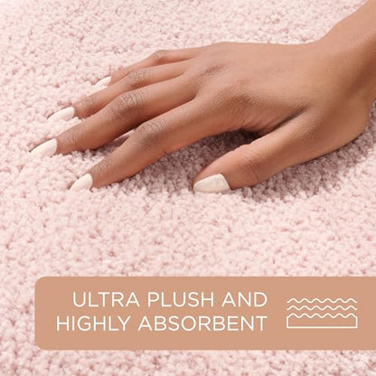 TOWN & COUNTRY EVERYDAY Ultra Plush Solid Tufted Toilet Lid Cover, Soft and Absorbent, Non-Slip Cover, Machine Washable, Blush, 18"x19" - color: Blush