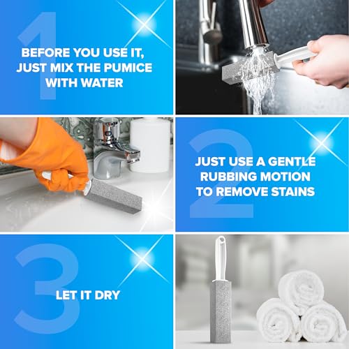 DISIWENE Pumice Cleaning Stone with Handle Toilet Bowl Cleaner Hard Water Ring Remover for Bath/Pool/Kitchen/Household Cleaning (4, 4 Pack with Handle) - color: 4 Pack with Handle