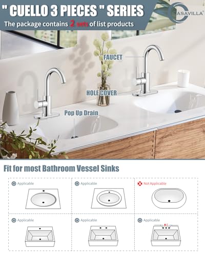 Bathroom Sink Faucet Set with Pop Up Drain and 2 Supply Hoses, Bathroom Faucets 1 or 3 Hole Sink Single Handle, Modern 360° Swivel Small Mini Kitchen Faucet, Chrome - color: 3.Chrome Polished