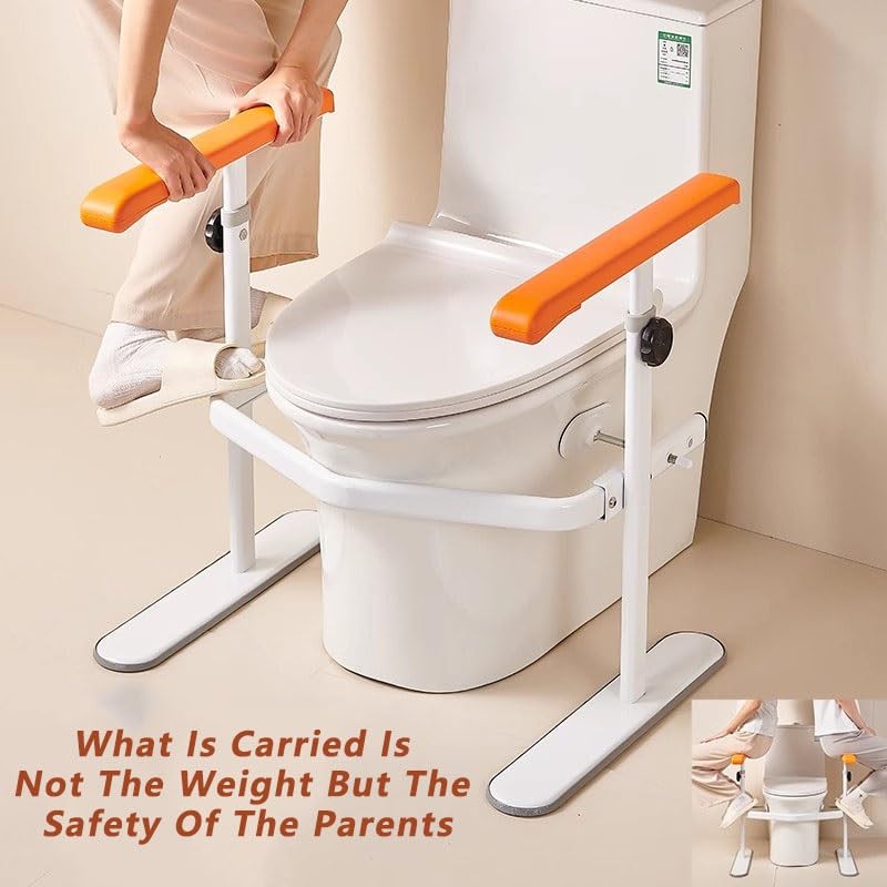 Toilet Safety Rails,Toilet Assistance Handles Safety Frames,Free Standing Adjustable Height Width Toilet Safety Frame Portable and Space-Saving