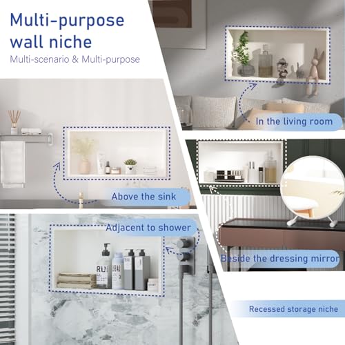 24"x12" Shower Niche Insert Tile Ready ，Stainless Steel Recessed Shower Caddy ，Bathroom remodel，Matte White （ 24 x 12 in） - color: White, size: 12 * 24 in