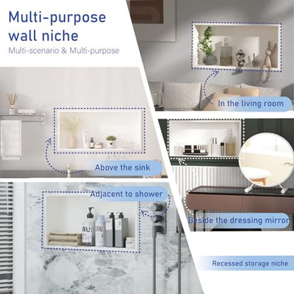 24"x12" Shower Niche Insert Tile Ready ，Stainless Steel Recessed Shower Caddy ，Bathroom remodel，Matte White （ 24 x 12 in） - color: White, size: 12 * 24 in